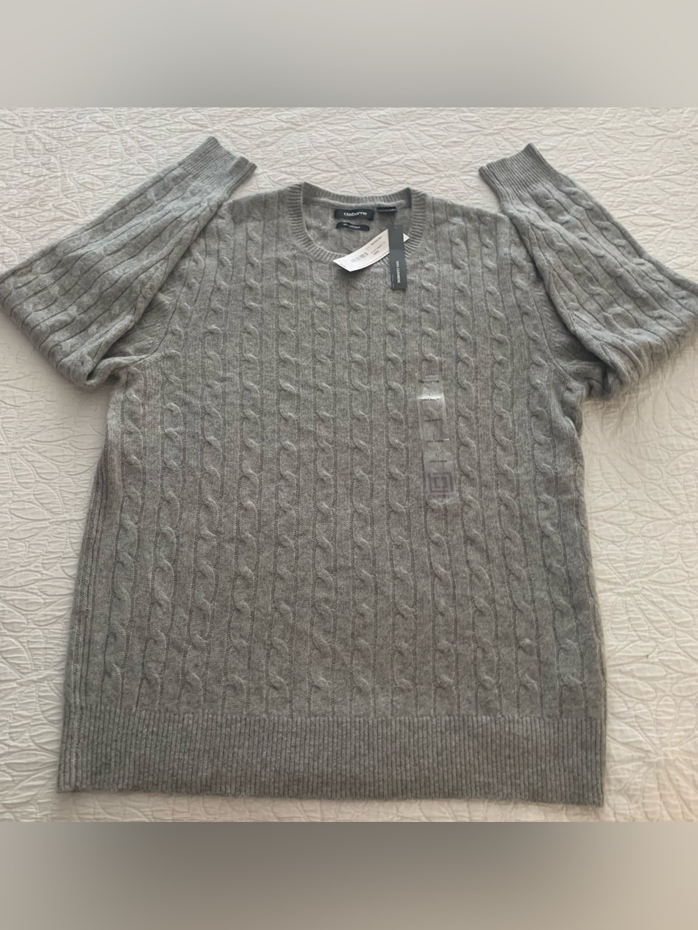 Claiborne Italian 100% Cashmere Women’s Large Gray Crewneck Long Sleeve Sweater